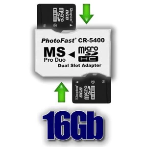 Adaptér 2x microSDHC na MS Pro Duo 16GB kompatibilný s PSP a PSP Slim