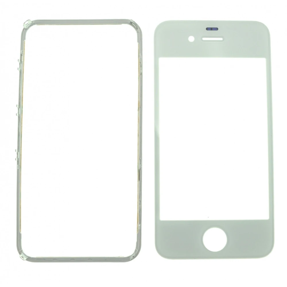 Sklenený displej iPhone 4 biely s lepiacim rámom na opravu