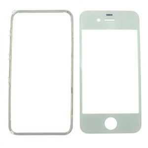 Sklenený displej iPhone 4 biely s lepiacim rámom na opravu