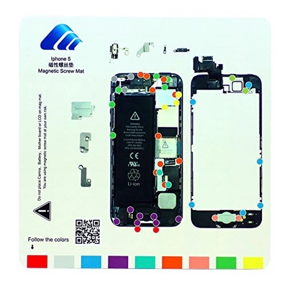 Magnetická doska na skrutky iPhone 5 s farebnou schémou