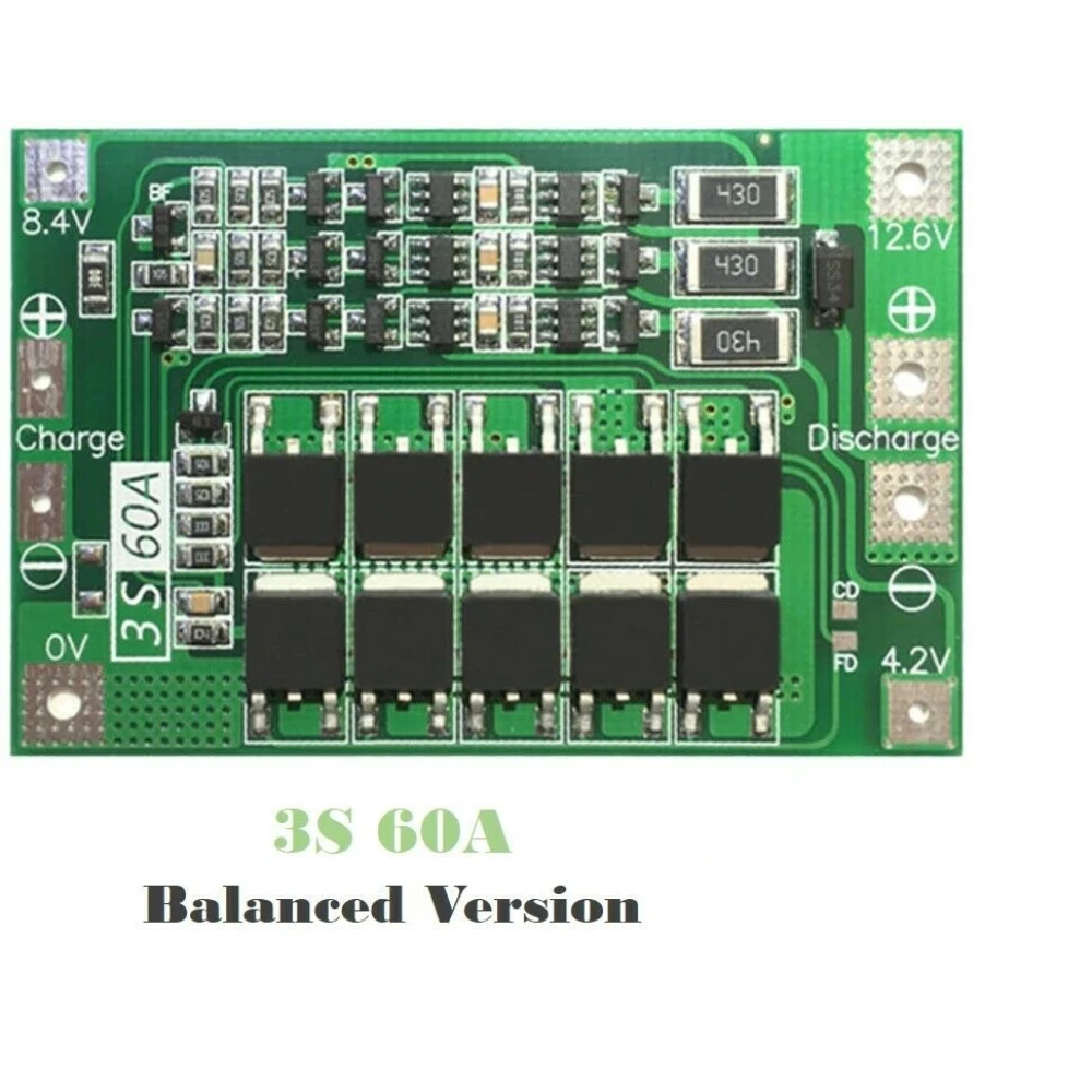 Vyvážená PCB ochranná doska 3S 60A pre lítiovú batériu