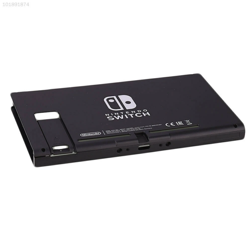 Vista lateral del recambio carcasa trasera para Nintendo Switch mostrando ranura para tarjetas