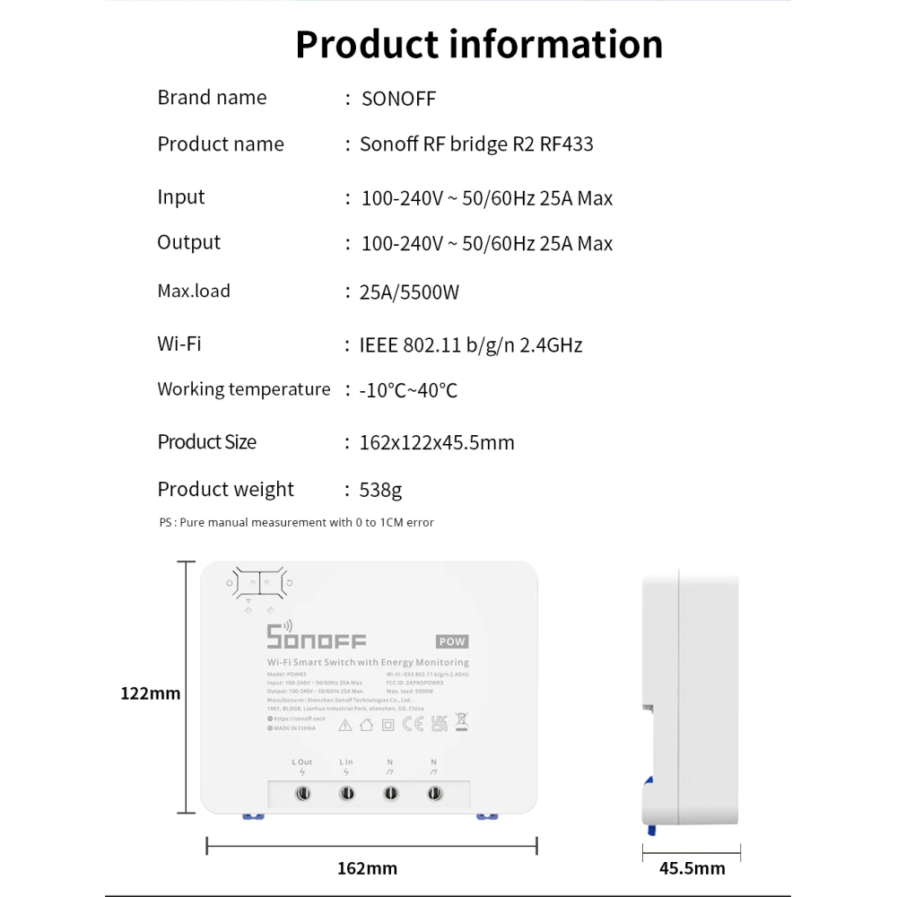 SONOFF Pow R3 - inteligentný WiFi vypínač s meraním spotreby