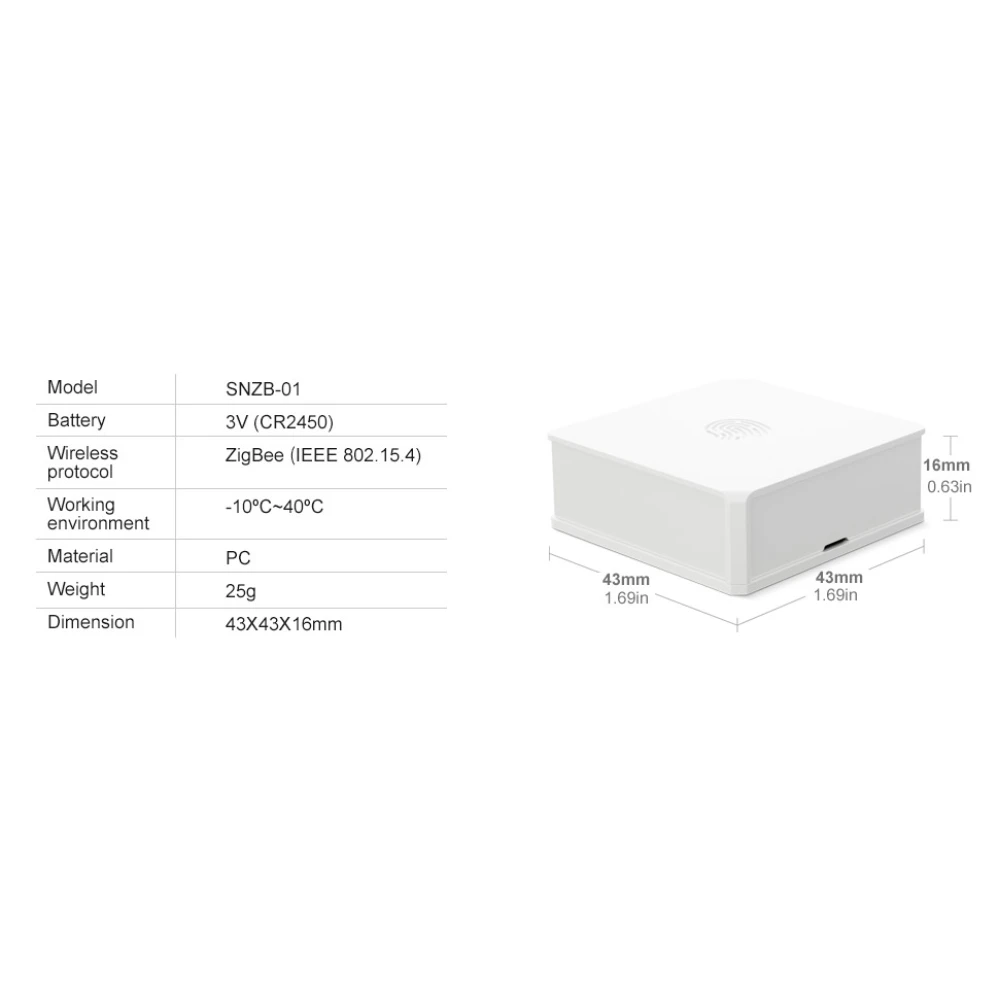 Interruptor inalámbrico SONOFF SNZB-01 en uso con smartphone