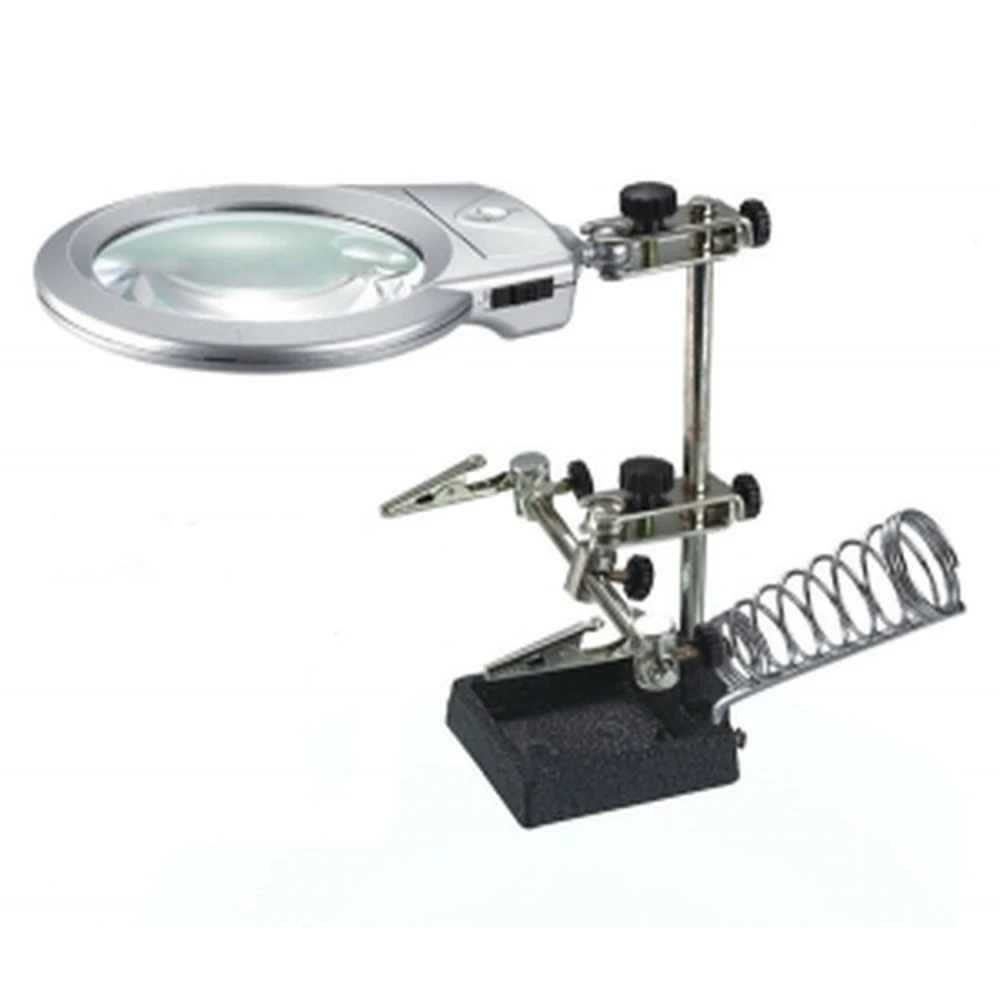 Držiak s lupou hands-free pre elektroniku s LED svetlom
