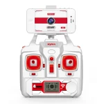 Drone Syma X8w mostrando luces para vuelo nocturno