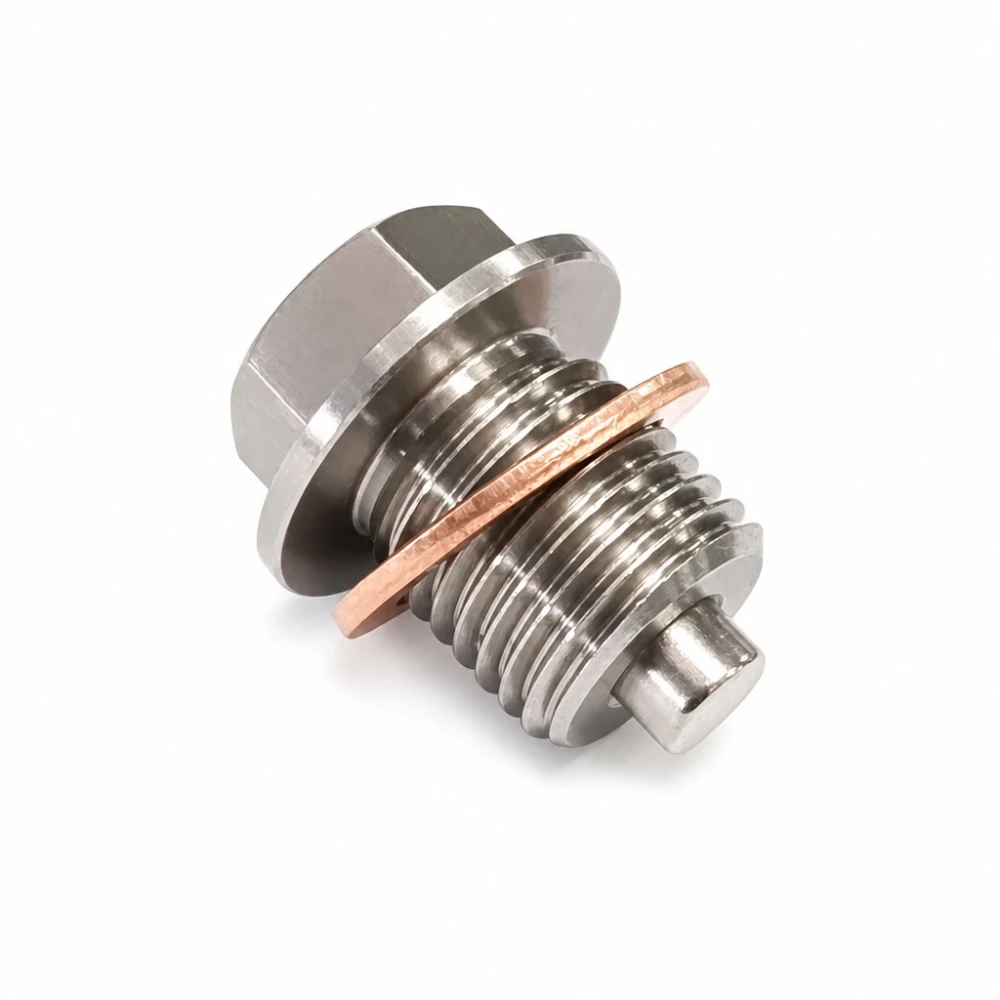 Magnetická Výpustná Zátka Oleja Nerezová Oceľ M20 x 1,5 s Podložkou - Karteľ Auta Motorky
