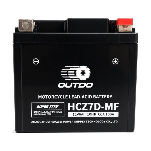 OUTDO HCZ7D-MF, motobatéria YTZ7S spredu s oboma pólmi