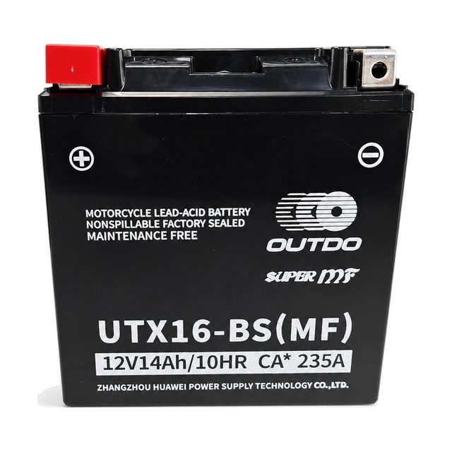 OUTDO UTX16-BS, motobatéria YTX16-BS spredu s oboma pólmi