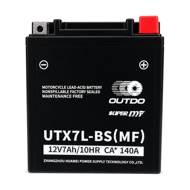 OUTDO UTX7L-BS, motobatéria YTX7L-BS spredu s oboma pólmi